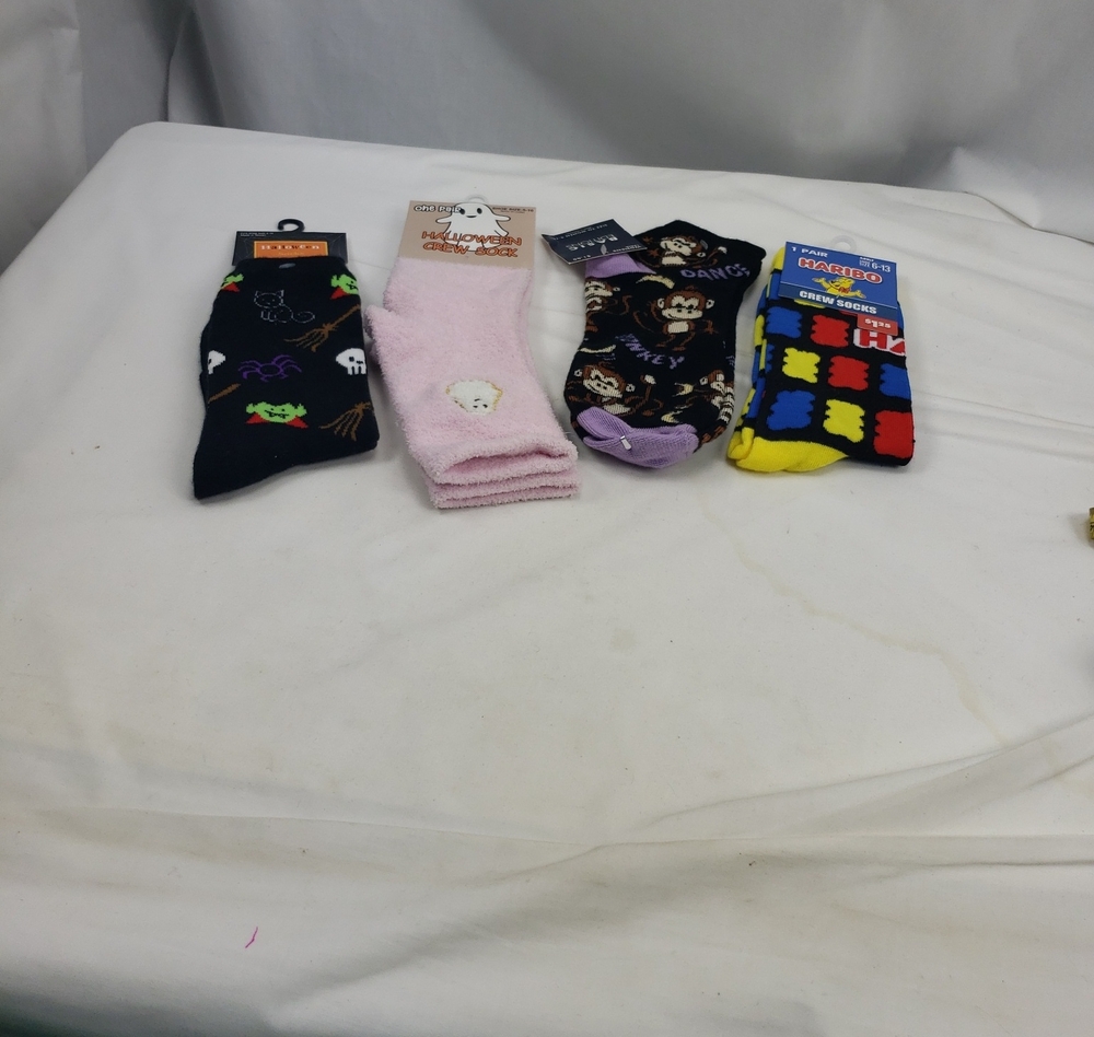Novelty Sock Bundle Halloween Monkey Haribo Gummy Bear 4 Pair NWT